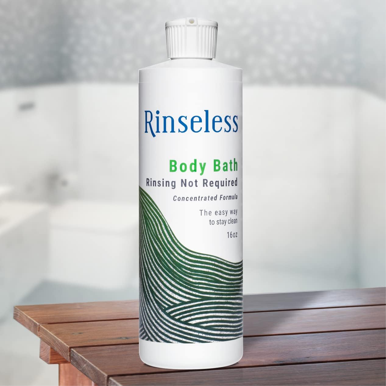RINSELESS Waterless Body Bath Wash 16 Oz (Pack of 2) | No Water Rinse Needed Concentrated Formula Makes 32 Sponge Baths