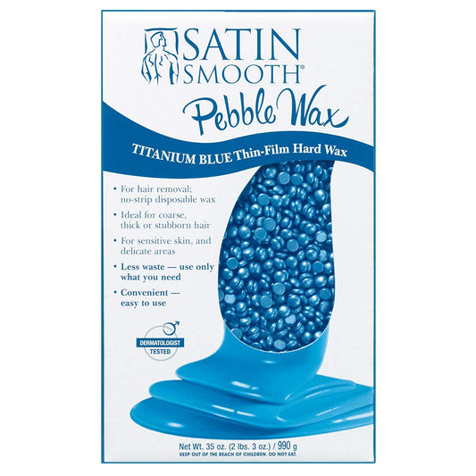 Satin Smooth Titanium Blue Thin-Film Hard Wax Beads for Hair Removal, 35 oz