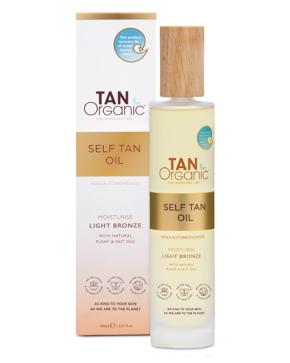 TanOrganic Self Tanning Oil 100ml | Organic Self Tanner for Face & Body | Light Natural-Looking Tan with Vitamin E | No Orange Tint, Streak-Free & Transfer-Resistant