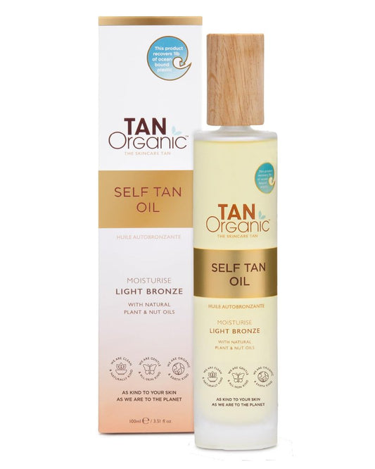 TanOrganic Self Tanning Oil 100ml | Organic Self Tanner for Face & Body | Light Natural-Looking Tan with Vitamin E | No Orange Tint, Streak-Free & Transfer-Resistant