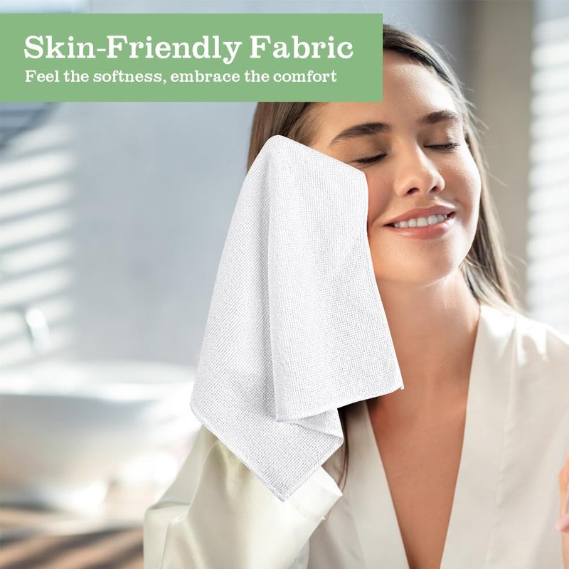 UNIMADE Washcloths Bulk - 100 Pack - Face Towels (12" x 12"), Highly Soft Wash Cloths and Hand Towels, Fast Drying Multi-Purpose Microfiber Cleansing Cloths for Bathroom, Hotel, Spa, and Salon - White