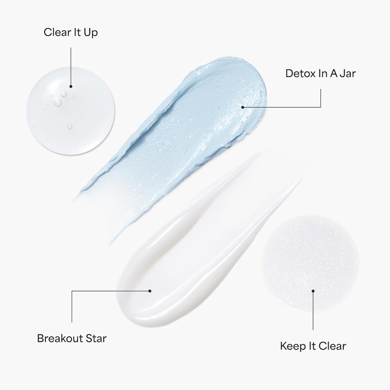 TULA Skin Care Clear Skin Starters Acne Treatment Kit | 4-Piece Foam Cleanser, Gel, Moisturizer & Mask