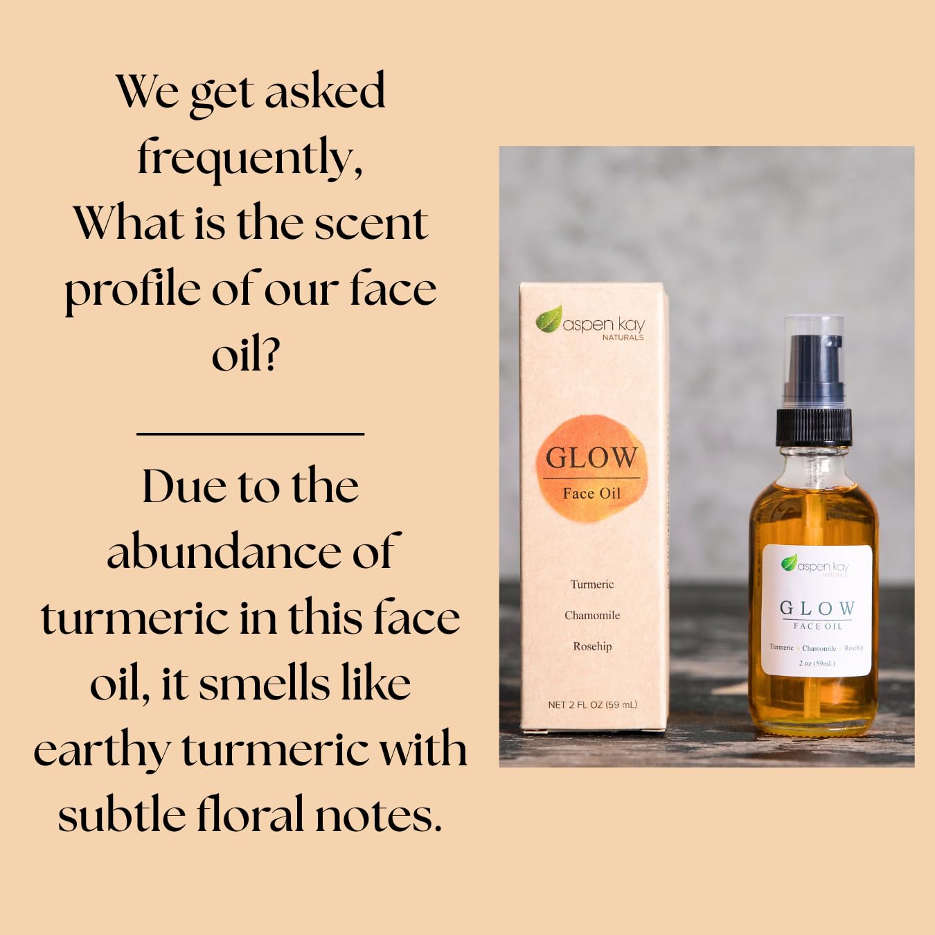 Aspen Kay Naturals Glow - Turmeric & Rosehip Face Oil | Organic Moisturizer & Serum - 2 oz