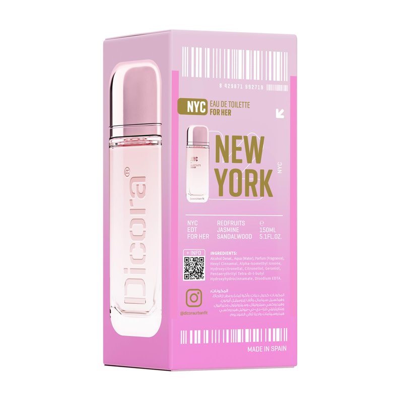 Dicora Urban Fit NYC Perfume for Women - Notes of Bergamot, Tangerine, Patchouli, Tonka Bean, Lavender, and Vanilla - 5.07 oz EDT Spray