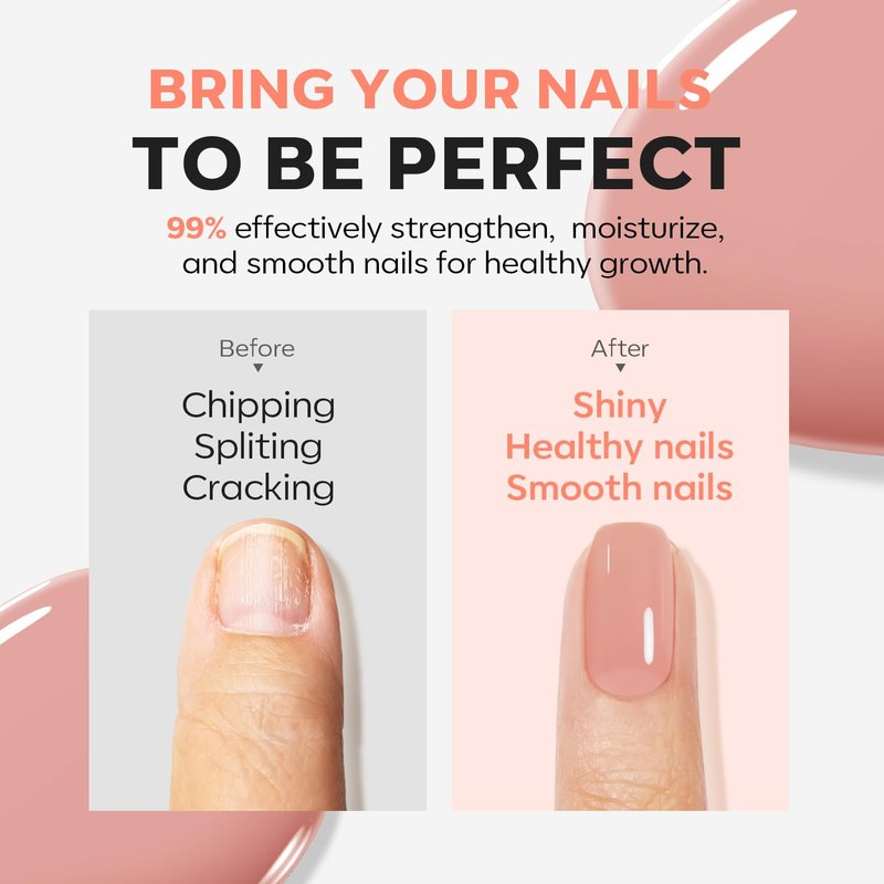 Modelones Nail Strengthener - Extra Strong Growth Hardener for Damaged Nails | 15ml Nude Polish