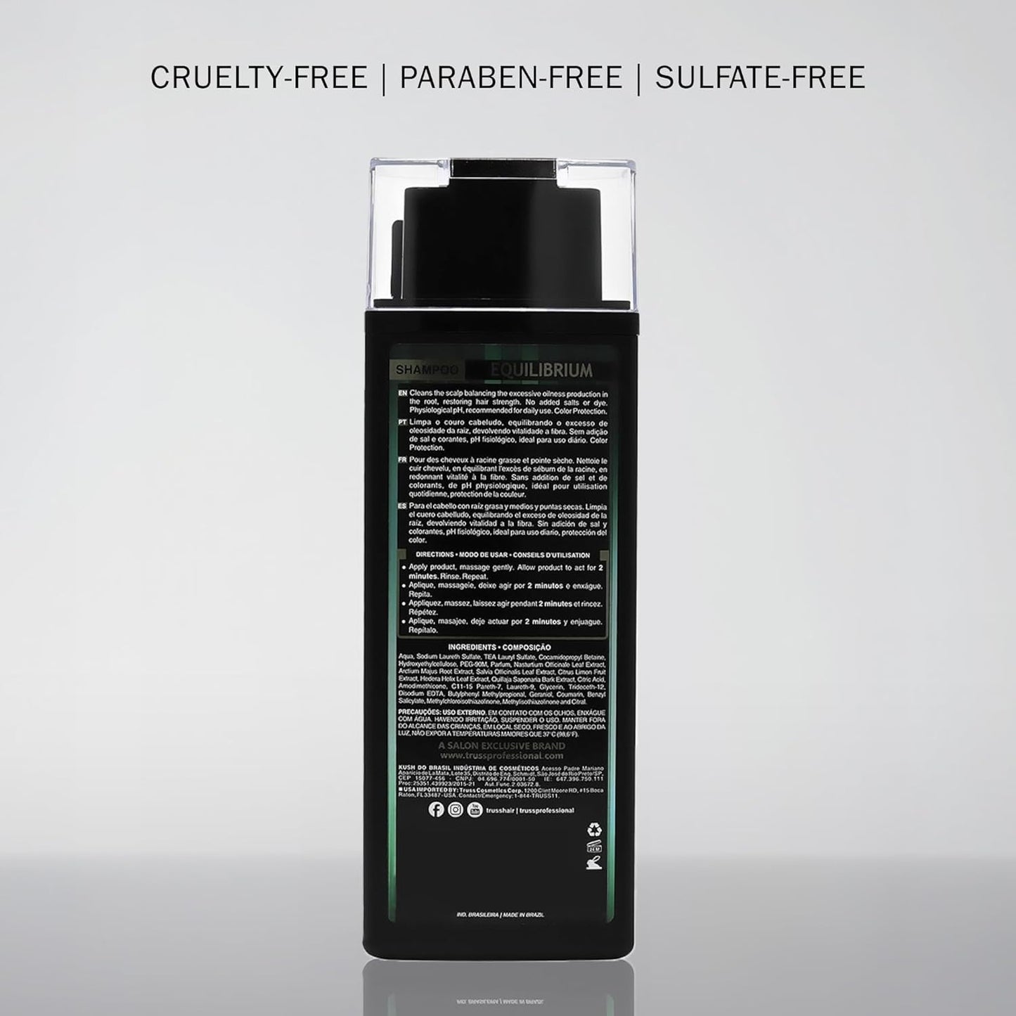 TRUSS Equilibrium Shampoo for Oily Hair - Itchy Scalp Treatment for Color-Treated Hair - Helps Balance Oily Scalp & Dry Ends - Hydrating & Cleansing Formula - Salt & Dye-Free (10.14 oz)