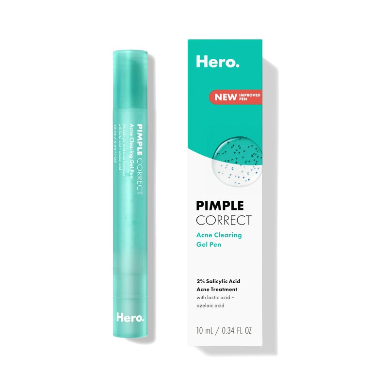 Hero Cosmetics Pimple Correct Acne Clearing Gel Pen - Maximum Strength 2% Salicylic Acid, Derm-Tested Formula for Current and Future Zits (1 Count)