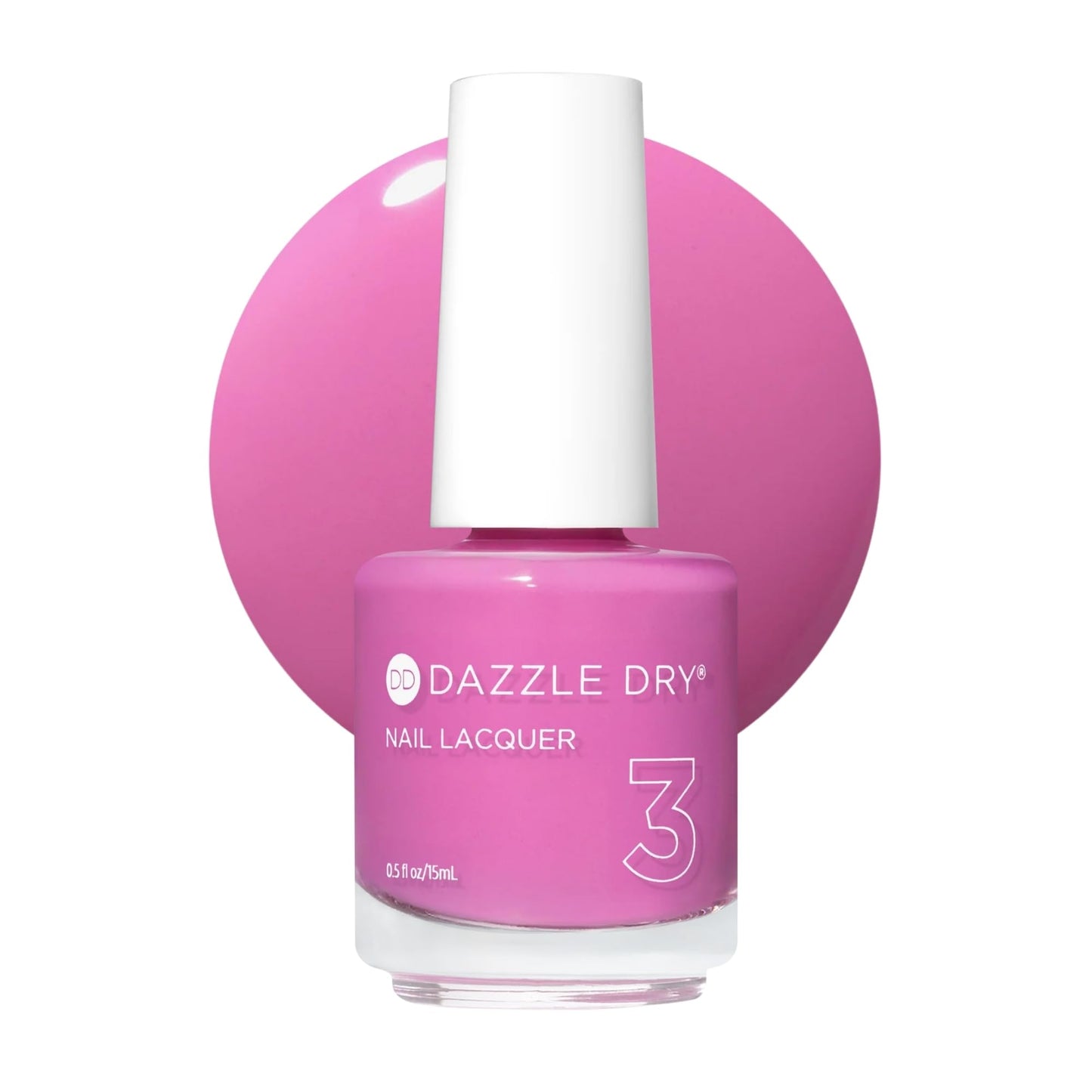 Dazzle Dry Nail Lacquer (Step 3) - Paparazzi Pink - A cool dusty rose pink with purple undertones. Full coverage cream. (0.5 fl oz)