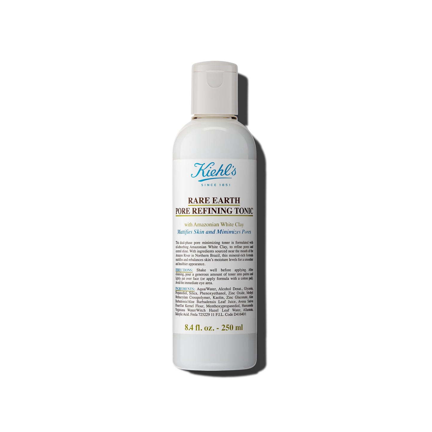 Kiehl's Rare Earth Pore Refining Tonic, Pore-Minimizing & Mattifying Face Toner, Reduces Enlarged Pores & Shine, Balances Skin, with Amazonian White Clay & Allantoin, Fragrance-Free - 8.4 fl oz