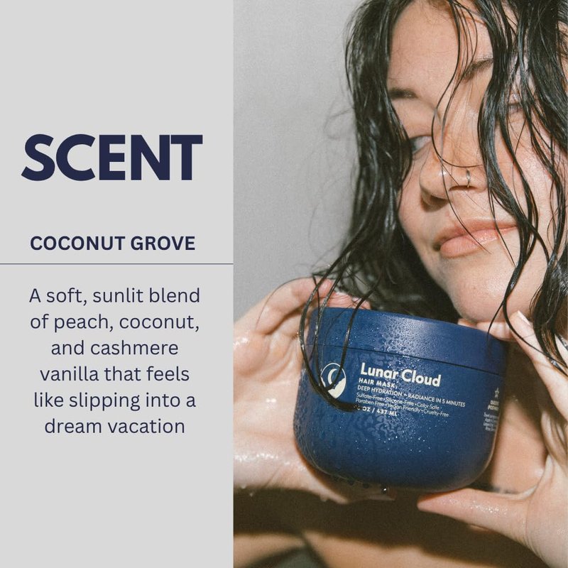 NAVY HAIR CARE Lunar Cloud Hair Mask | Deep Hydration, Frizz Control & Repair for All Hair Types | Lightweight Treatment with Argan Oil, Coconut Oil & Keratin | Vegan & Cruelty Free | 16 oz