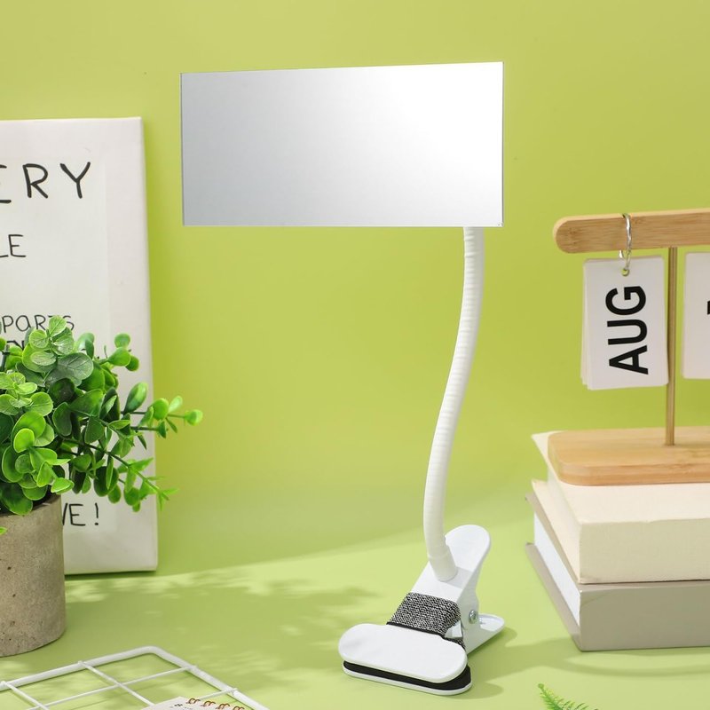 Clip-On Desk Makeup Mirror - Anti-Peeping Privacy Design | Adjustable Gooseneck Clamp for Office Use