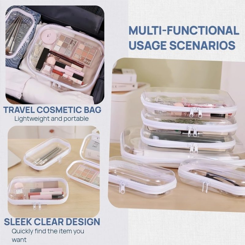Clear Hard Plastic Zipper Cases - 3PCS Portable Travel Organizer for Makeup, Toys, Snacks | Multi-Use Storage Bags