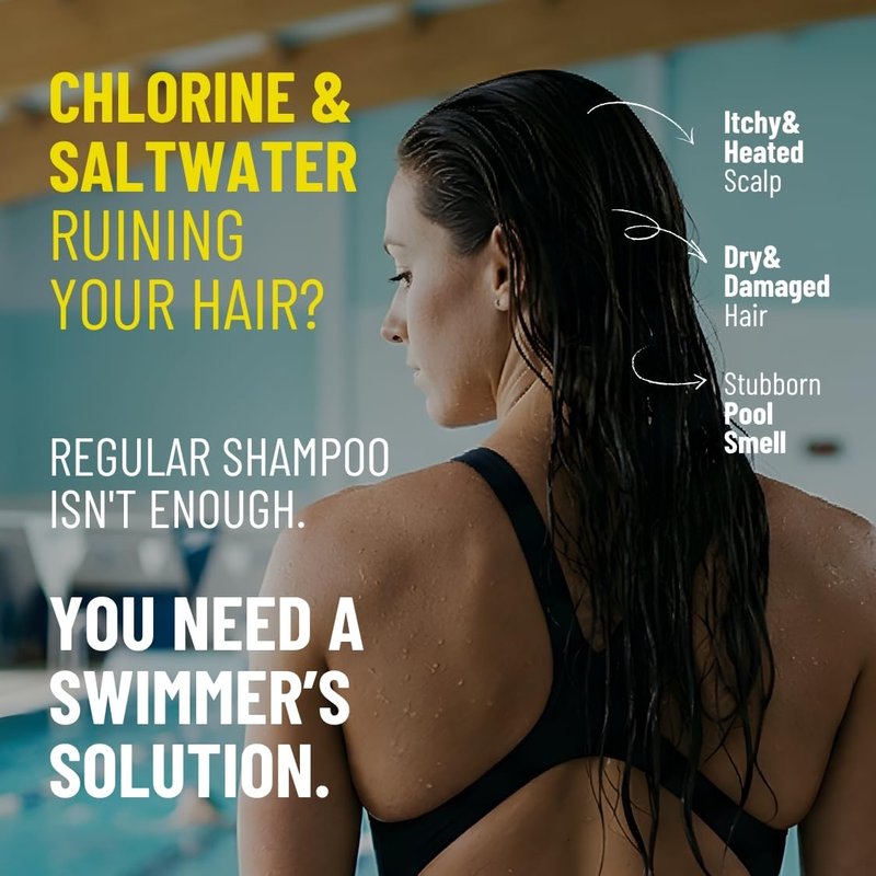 SWIM SALON Chlorine Removal Shampoo for Swimmers | Vitamin C Removes Chlorine & Prevents Hair Breakage | For Pool, Saltwater & Hard Water | Clinically Tested | Sulfate-Free, Silicone-Free (10.58 oz)