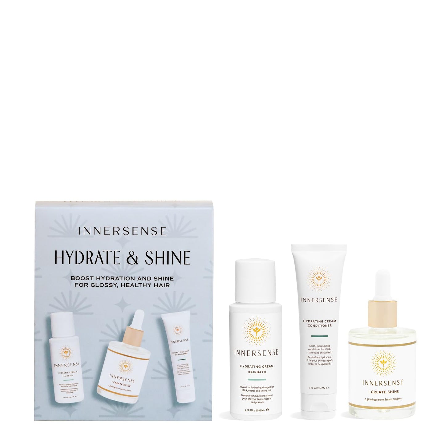 INNERSENSE Organic Beauty - Sleek Stylers Set | I Create Hold, Sweet Spirit Leave-In Conditioner, Hair Love Prep Spray | Non-Toxic, Cruelty-Free, Clean Haircare (3 piece set)