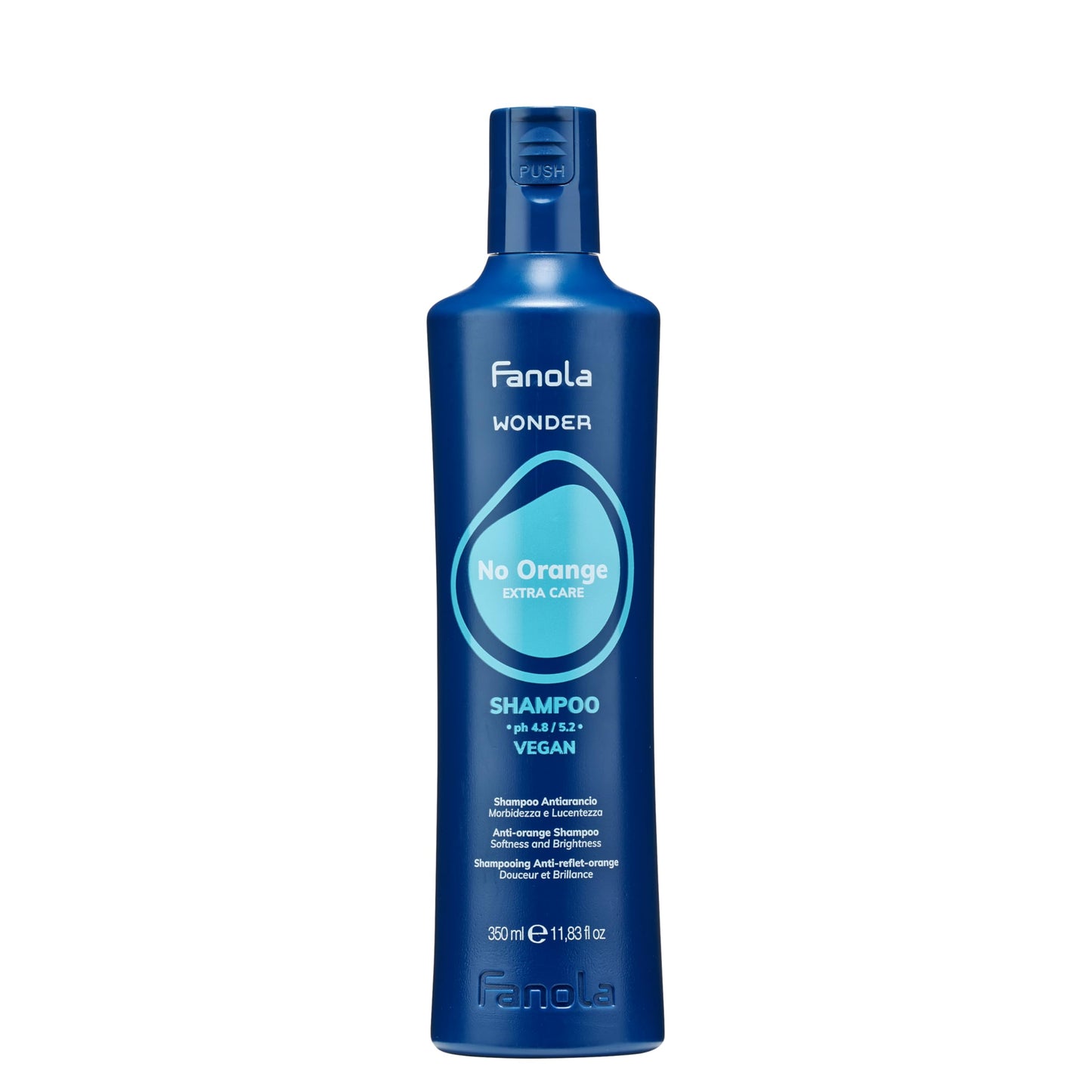 Fanola Wonder Blue Shampoo for Brunettes - Toning Hair Color Shampoo for Light Brown to Platinum Strands - Neutralizes Orange & Brassy Tones - Vegan & Sulfate-Free (11.8 fl oz)