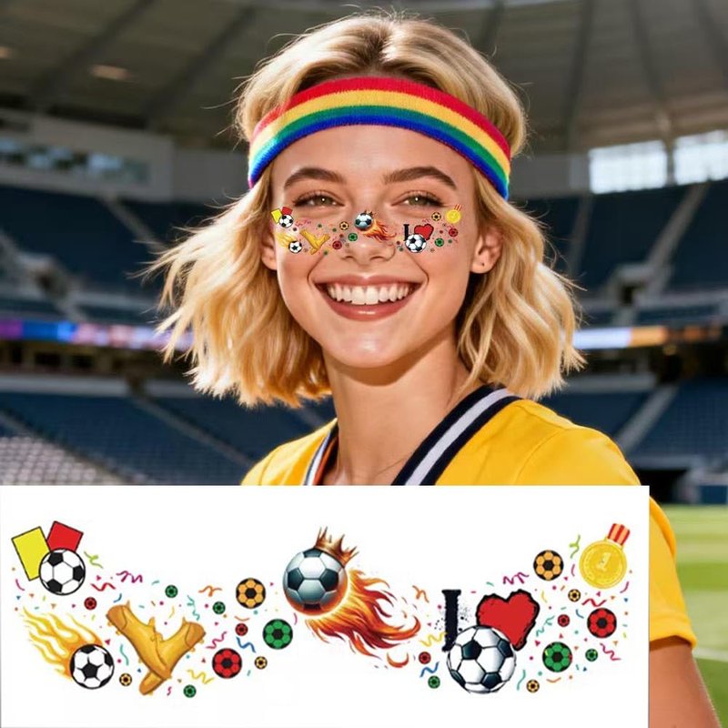 Soccer Face Temporary Tattoos - 12 Sheets of Sport-Themed Decals for Kids | Perfect for Football Parties