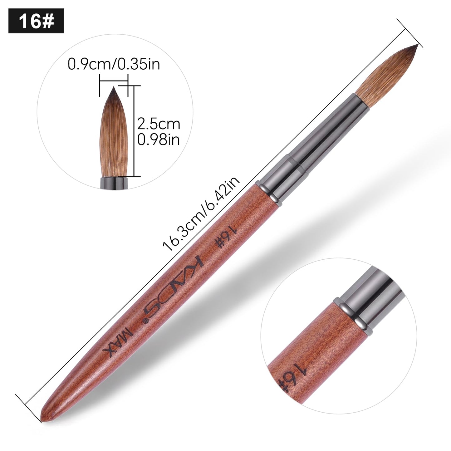 KADS Upgrade Acrylic Nail Brush Pure Kolinsky Hair Acrylic Round Shaped Supermarket Standard (16#)