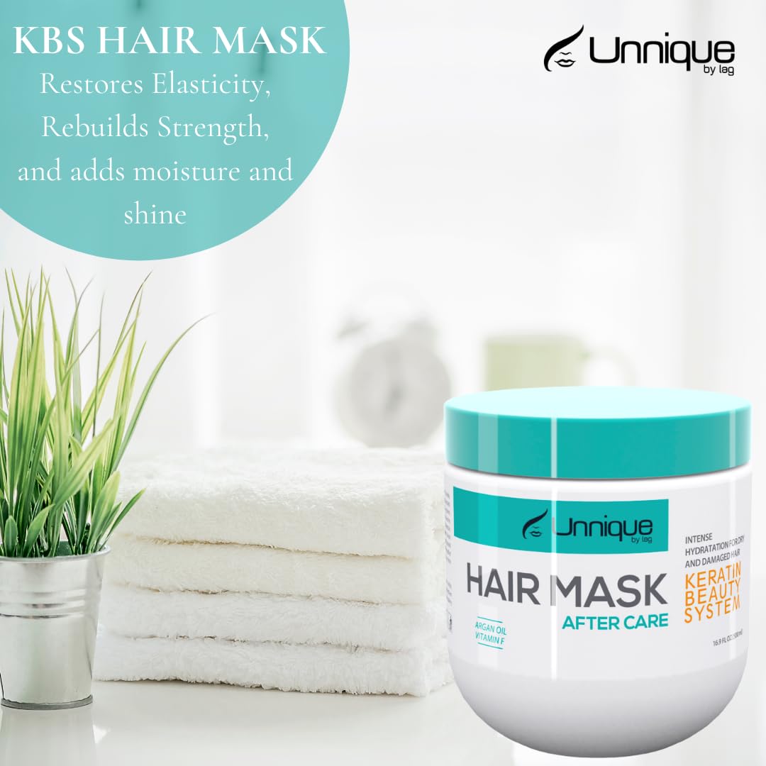 UNNIQUE KBS Hydrating Hair Mask - Ultimate Deep Conditioning Hair Treatment Masque with Argan oil, Repair Dry, Damaged, & Frizzy Hair 16.9 FL OZ