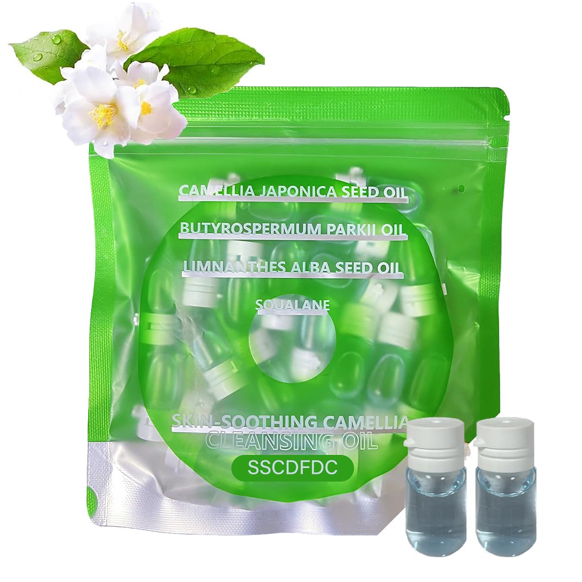 SSCDFDC Cleansing Oil Mini Travel-Friendly, Natural Makeup Remover Portable 20pcs Gentle Moisturizing Cleansing Oil for All Skin Types, Travel with (Camellia)