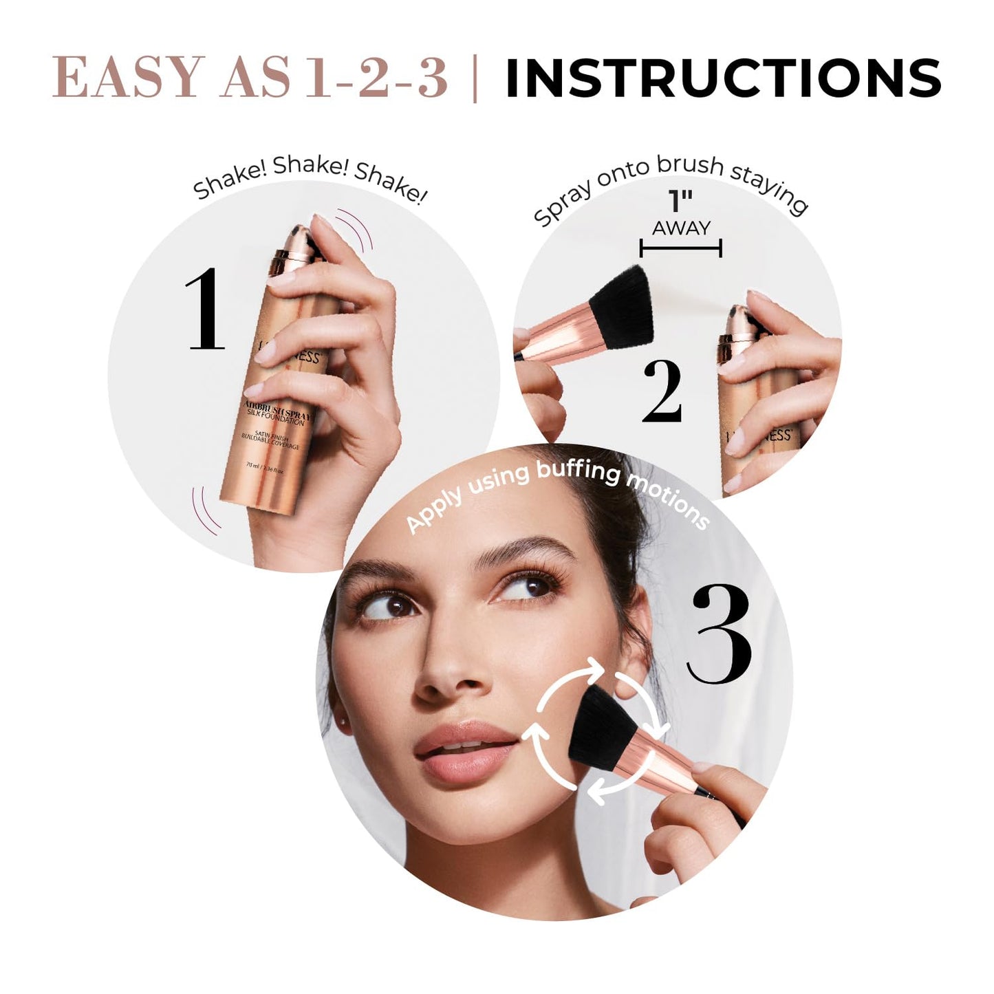 LUMINESS Complete Makeup Kit - Includes Face Palette, Airbrush Foundation, Primer and Brush - Silky, Long-Wearing, Easy to Blend, Perfect Makeup for Older Women, 4-PC Make Up Set (03 - Light Medium)