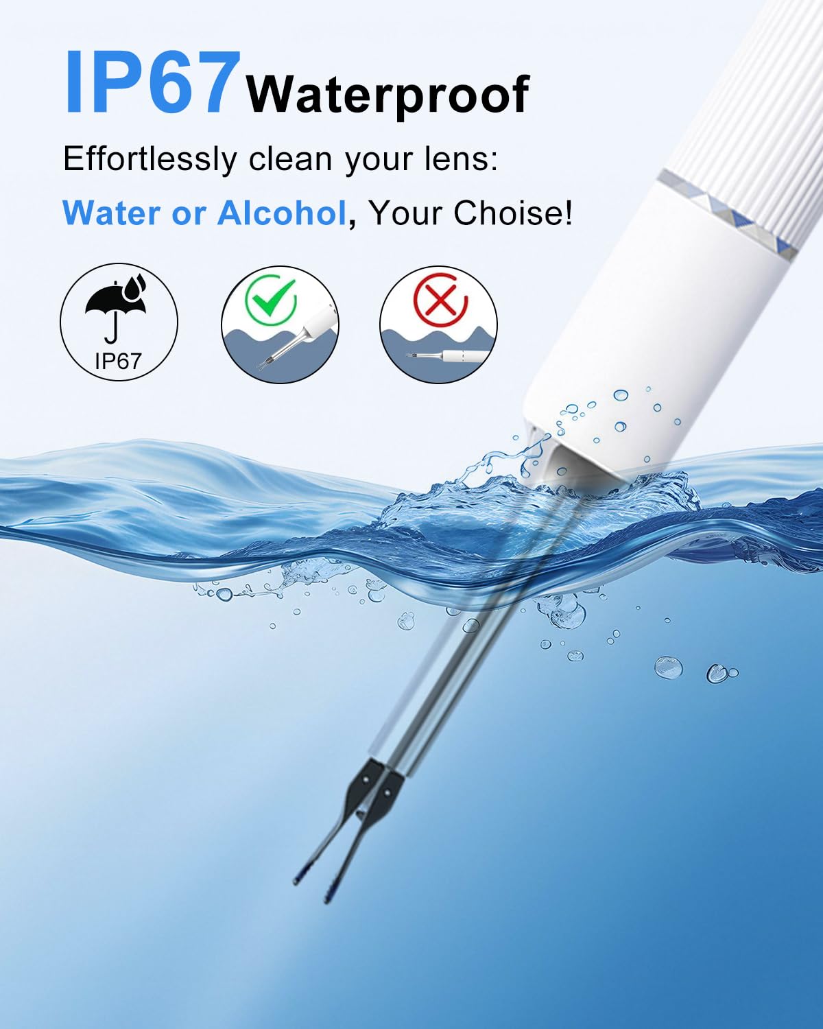 MEKK Smart Ear Wax Removal Kit S5-10MP HD Visual Ear Cleaner with Precision Tweezers, 12 Tools & Travel Case - Wireless Otoscope for iOS/Android (White-S5)