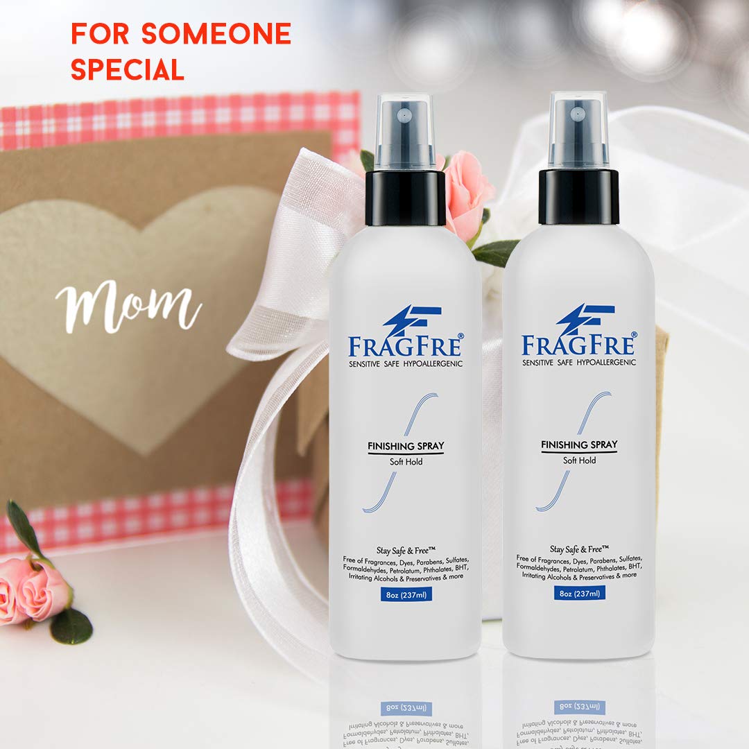 FRAGFRE Hair Finishing Spray 8 oz - Fragrance Free Flexible Soft Hold for Sensitive Skin Hypoallergenic Denatured Alcohol Vegan