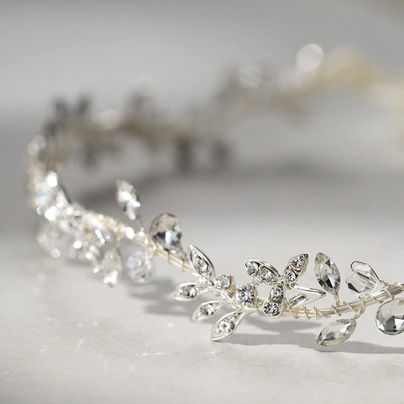 SWEETV Rhinestones Bridal Headband Silver Crystal Wedding Headpieces for Brides Hair Pieces for Bridesmaid Flower Girl Hair Accessories