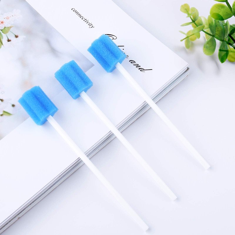 Disposable Oral Swabs ,Mouth Cleaning Sponge,Individually Wrapped oral care for elderly and pets(250pcs, blue, plum flower shape)