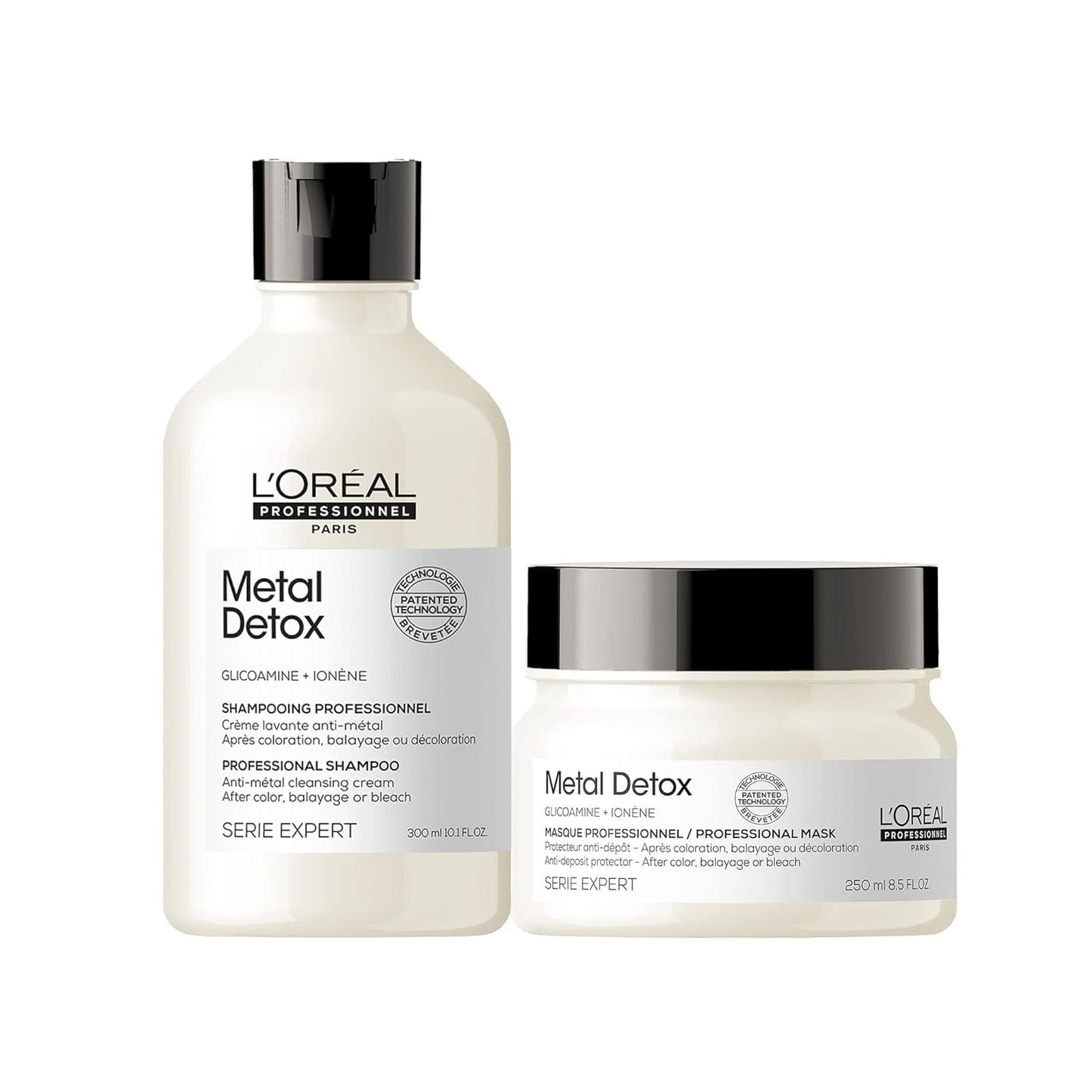 L'Oréal Professionnel Paris Metal Detox Shampoo & Mask Set - Hydrating Hair Repair Set For Dull & Brittle Hair, Prevents Damage & Color Fading, Sulfate Free