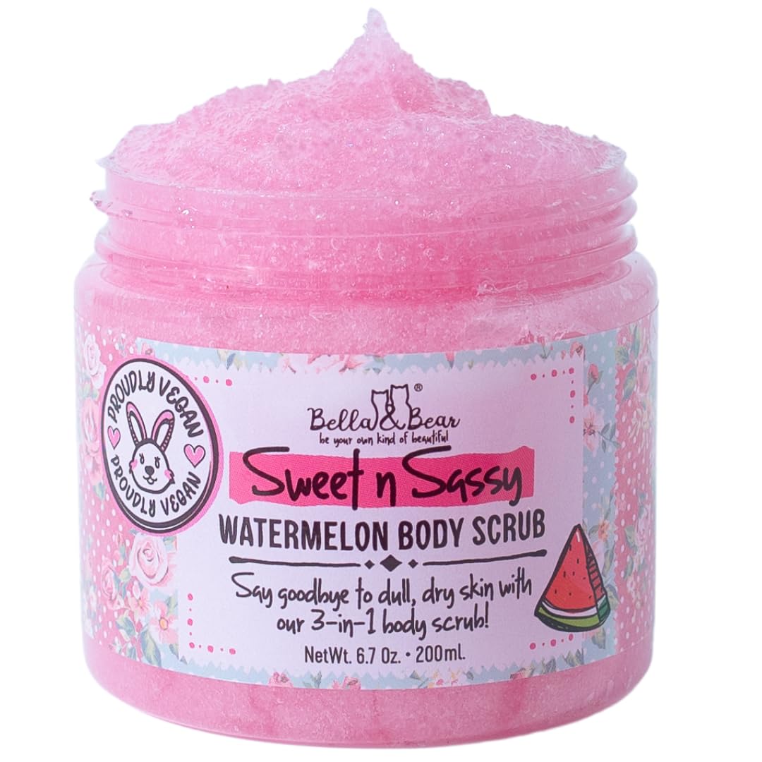Bella & Bear Sweet 'n' Sassy Watermelon Mega Bath & Body Gift Set with Foaming Shower Gel & Bubble Bath, Bath Milk, Body Scrub & Lip Scrub and Lip Butter Great Gifts for Women
