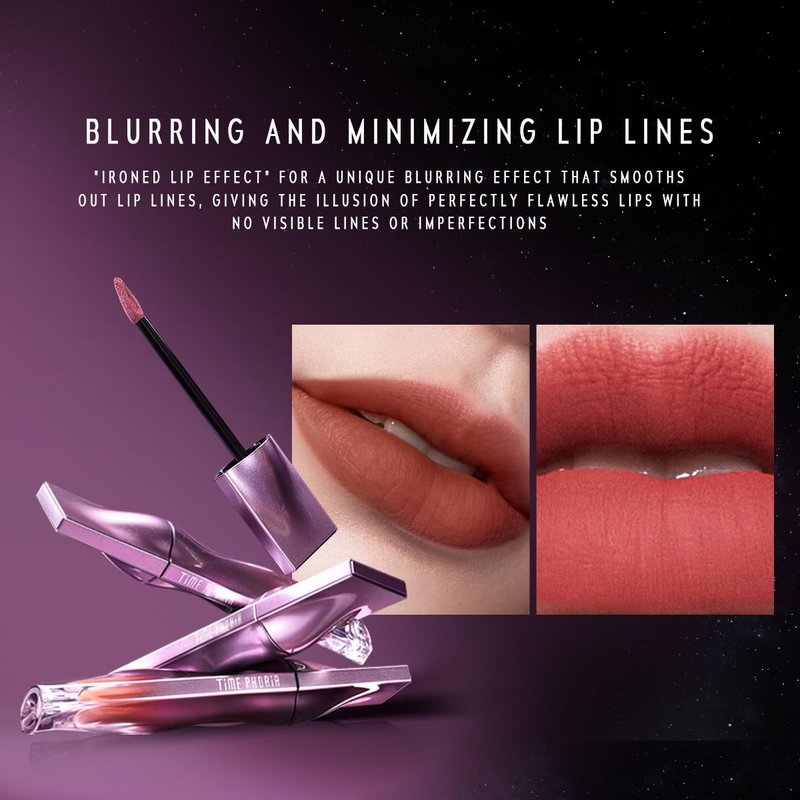 TIMEPHORIA Nebula Velvet Lip Cream, 09 Helion Deep Berry Red Color, Velvet Matte Finish, Lightweight Non-Drying Soft Cream Texture, Blurs Lip Lines, High Pigment Transfer-Proof Long-Lasting Lip Tint
