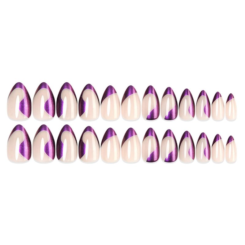 Hkanlre Press On Nails Almond-Glossy Press on Nails Medium,French Fake Nails for Women,Natural Reusable Bling Nails