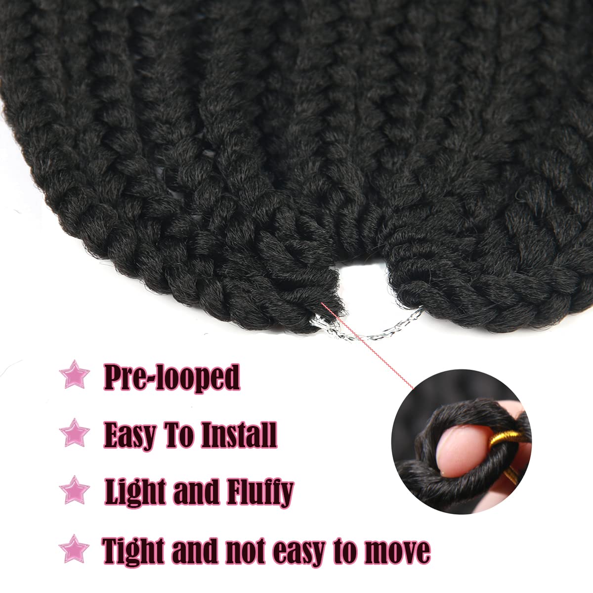 Crochet Box Braids - Pre Looped Goddess Hair Extensions for Black Women | 20 Inch, 7 Packs, Straight, 1B#