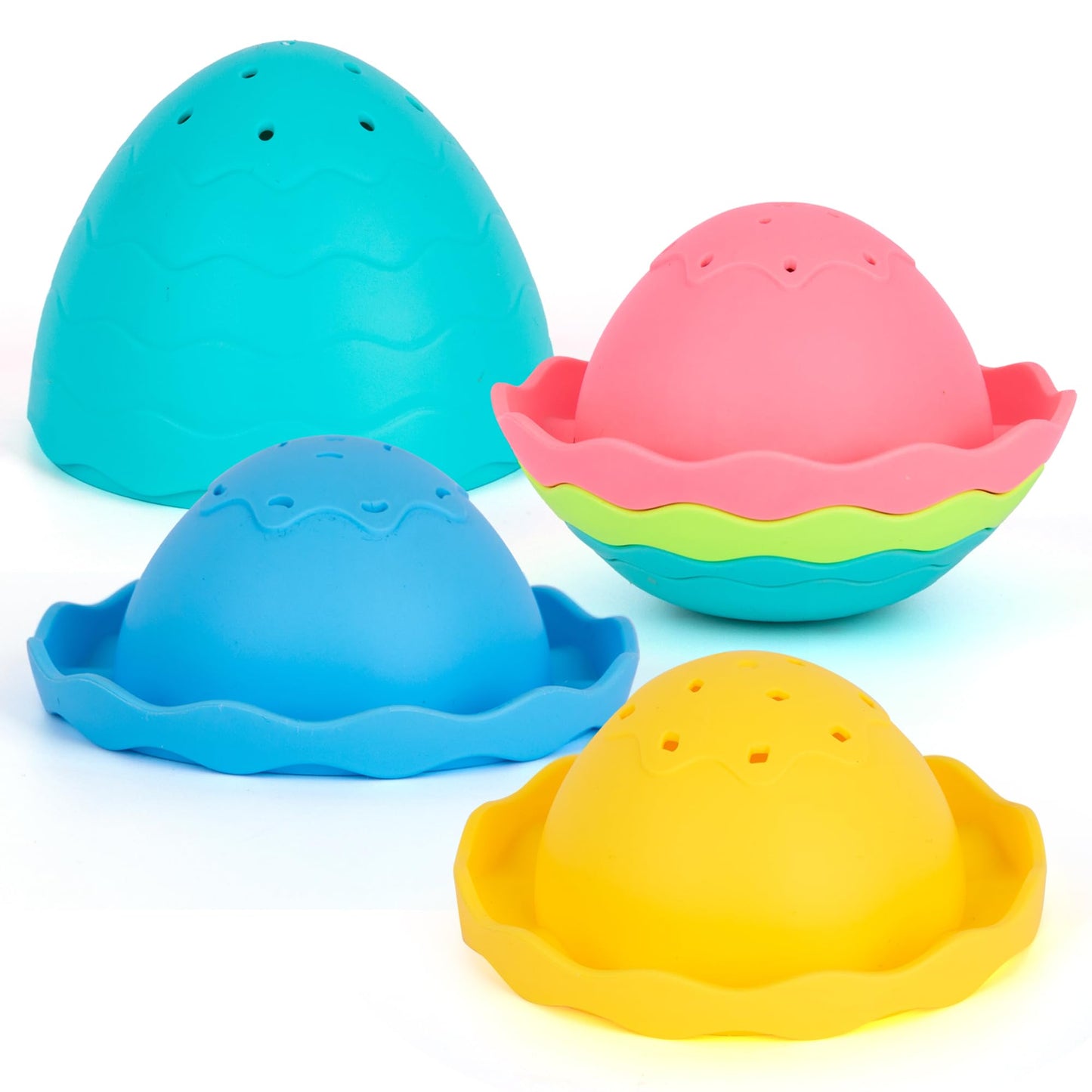 ArtCreativity Egg Stacking Bath & Pool Toys for Toddlers – 7-Piece Nesting Water Toy Set with Drainage Holes – Baby Bathtub & Pool Toy – Colorful Mold-Free Toys for Babies, Toddlers & Kids - Ages 1+