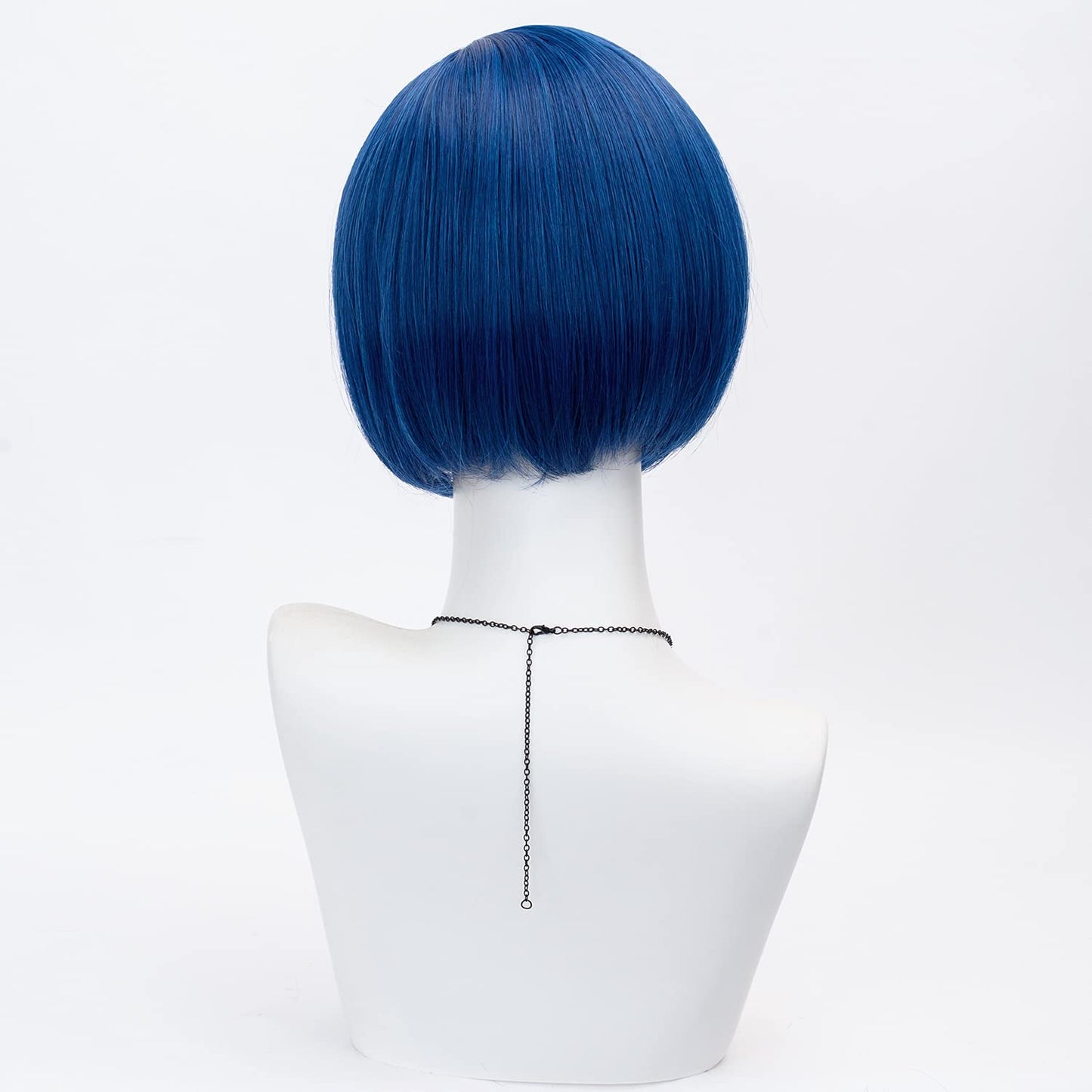 TSNOMORE Dark Blue Bob Cosplay Wig for Women Short Straight Synthetic Wig with Key Necklace and Dragonfly Hairclip, Halloween Costume Party Cosplay Wig for Aldult (A-Dark blue)