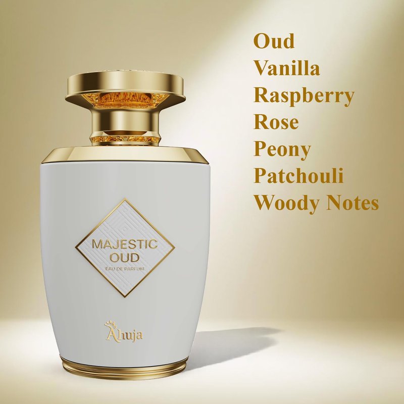 Ahuja Majestic Oud Eau De Parfum 3.4 fl oz | Unisex Luxury Fragrance with Oud, Vanilla & Rose Notes