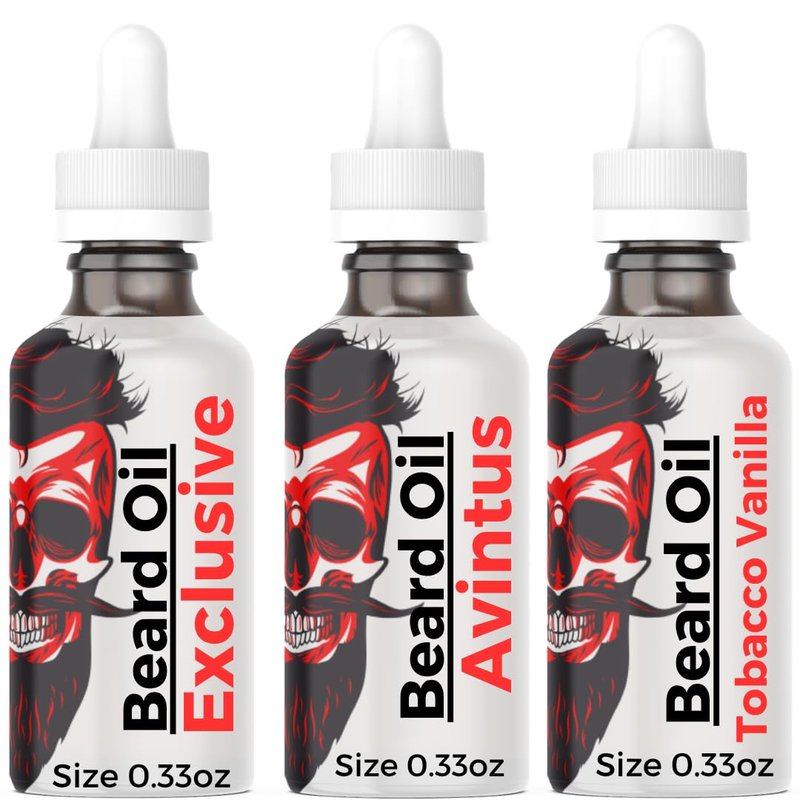 3 Bottle Sample Pack 11 Natural Anti-Aging Cologne Scented Beard Oils For All Men, Beard Growth and Conditioner | Dry Flaky Dandruff skin | Oily Skin ( Avintus, Exclusive, Tobacco Vanilla )