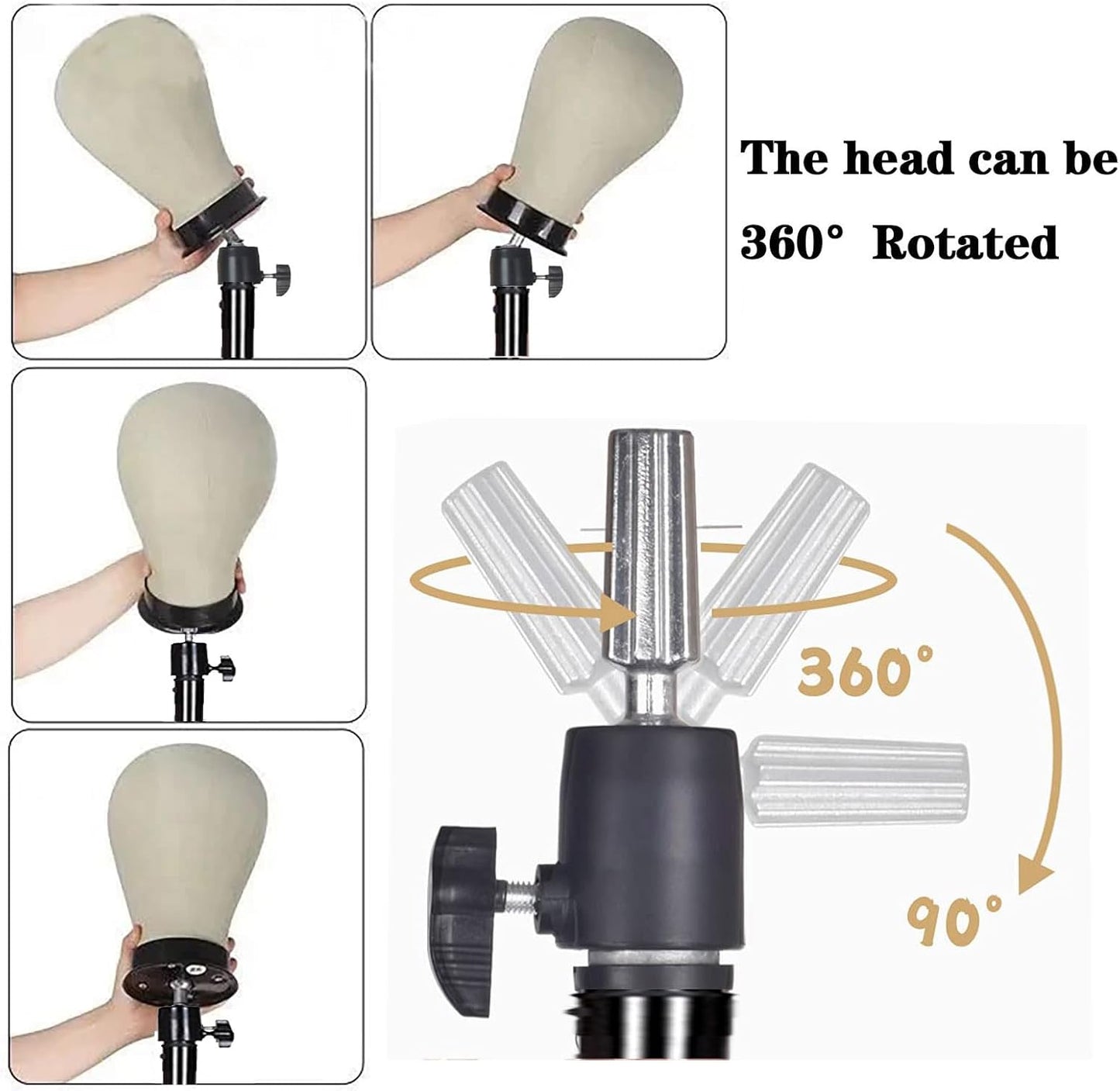 Wig Stand Tripod - Heavy Duty Adjustable Mannequin Holder for Styling | 55-Inch with Pedal