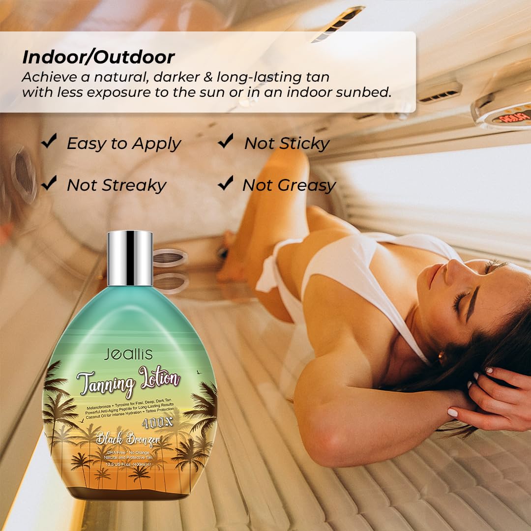 Extreme Dark Tanning Lotion - Indoor & Outdoor Bronzer with Tattoo Protection | DHA Free, 13.5oz