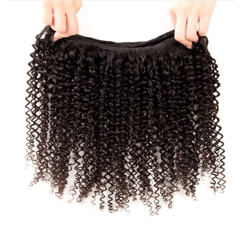 Kinky Curly Human Hair Bundles - 12A Virgin Brazilian Curly Weave | Natural Black (12, 14, 16 Inches)