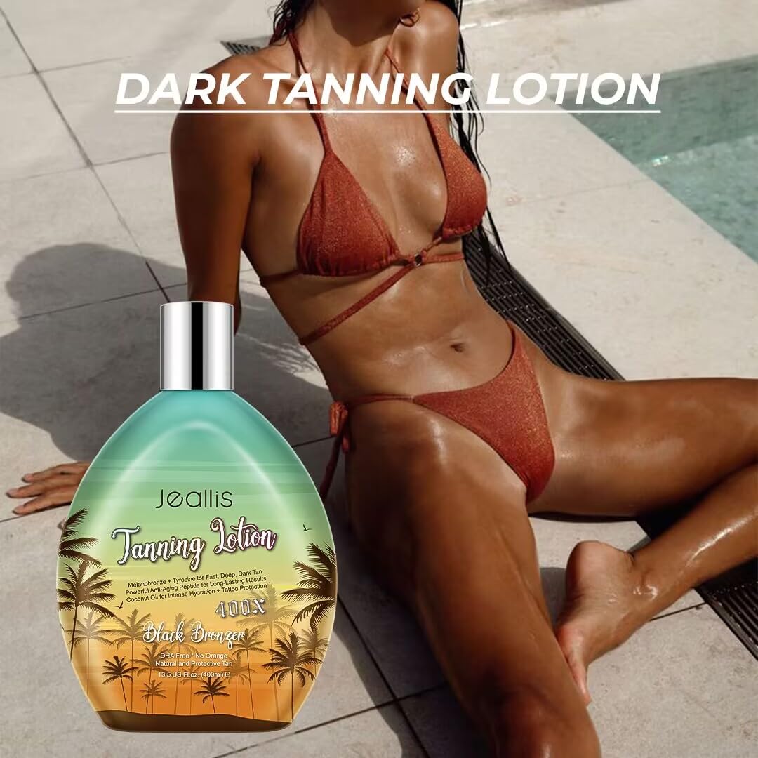 Extreme Dark Tanning Lotion - Indoor & Outdoor Bronzer with Tattoo Protection | DHA Free, 13.5oz