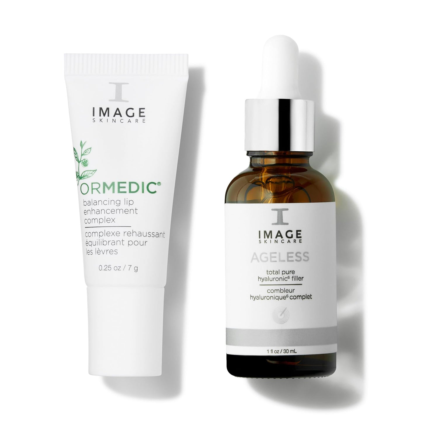 Power Plump Power Duo, AGELESS Total Pure Hyaluronic 6 Filler Facial Hydration Serum+ ORMEDIC Lip Enhancement Complex Lip Plumper, by IMAGE Skincare
