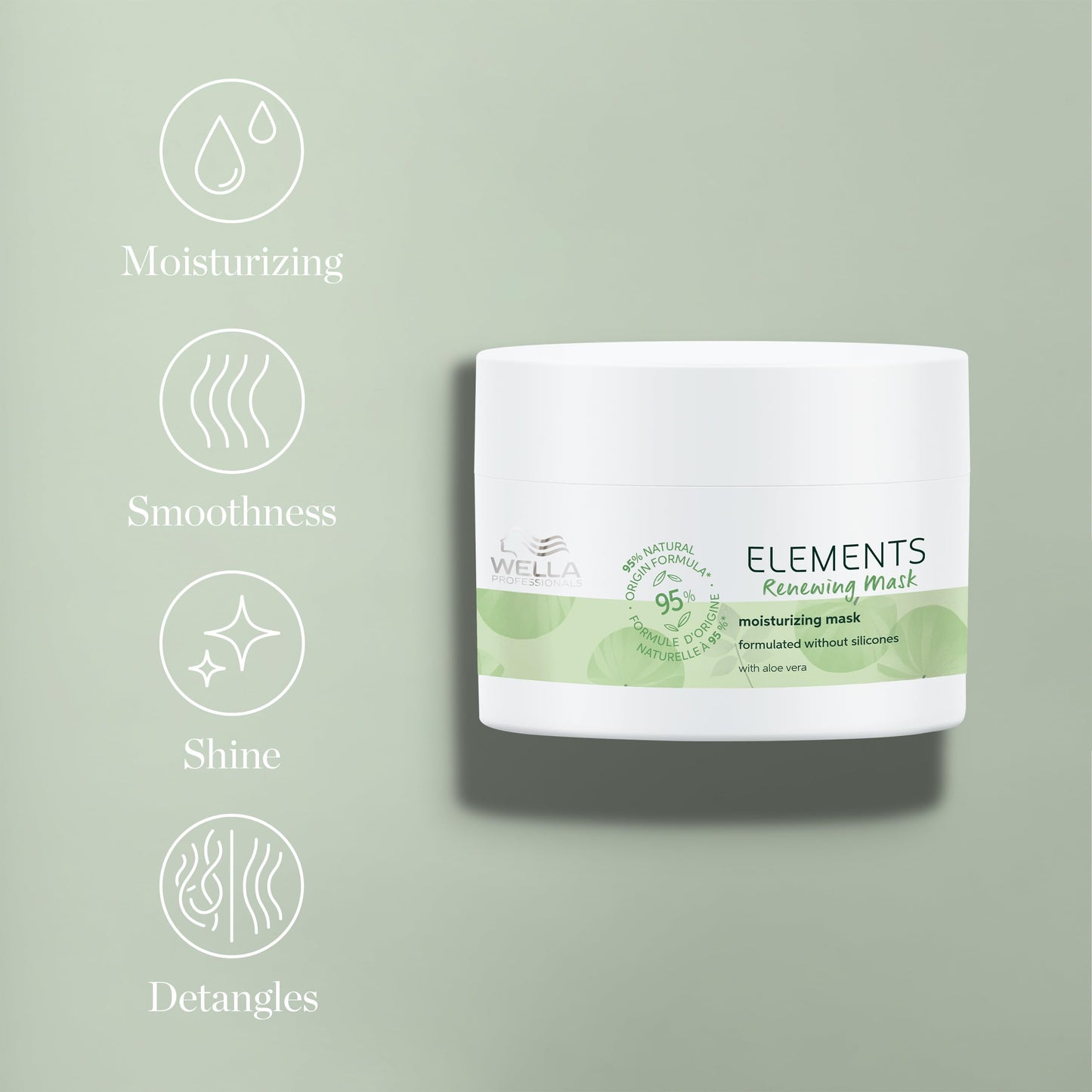 Wella Professionals Elements Renewing Moisturizing Mask with Aloe Vera | Gentle for All Hair Types | Without Sulfate & Silicone | 5.07 Fl Oz