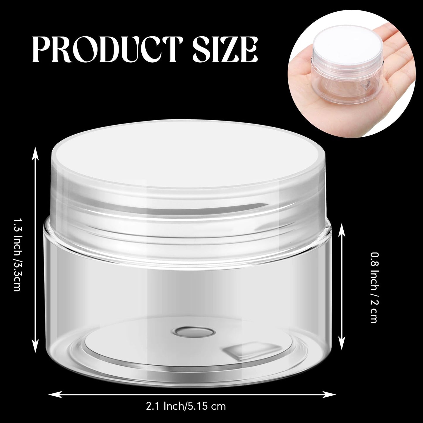 SATINIOR 100 Pcs Plastic Jars with Lids Small Containers Lids Wide Mouth Small Plastic Containers for Lotion Cream Rhinestones Body Butters Travel Storage(1 oz,Clear)