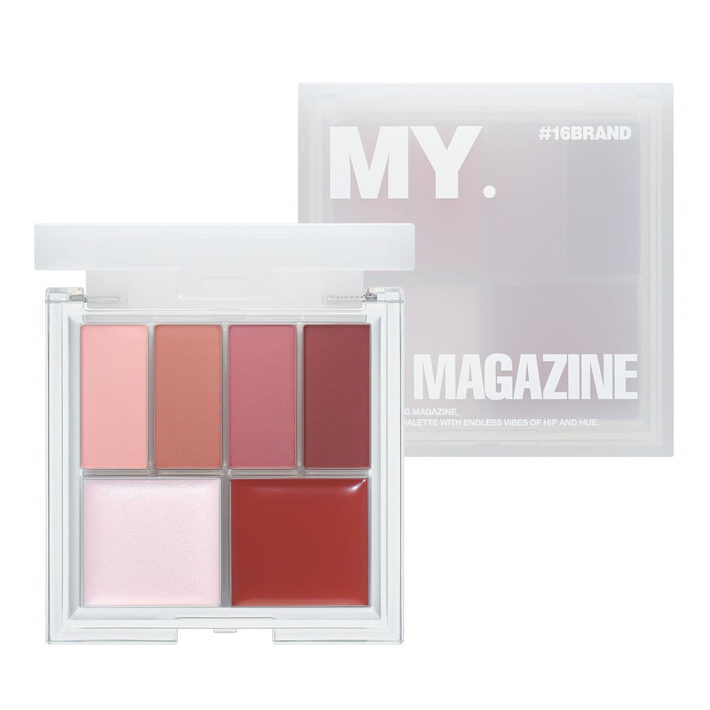 CHOSUNGAH BEAUTY My Magazine Eyeshadow Palette - Warm Deep Red, All-in-One Matte, Shimmer & Glitter Finishes, 5 Colors, Multi-use for Eyes, Lips & Cheeks, 0.23oz