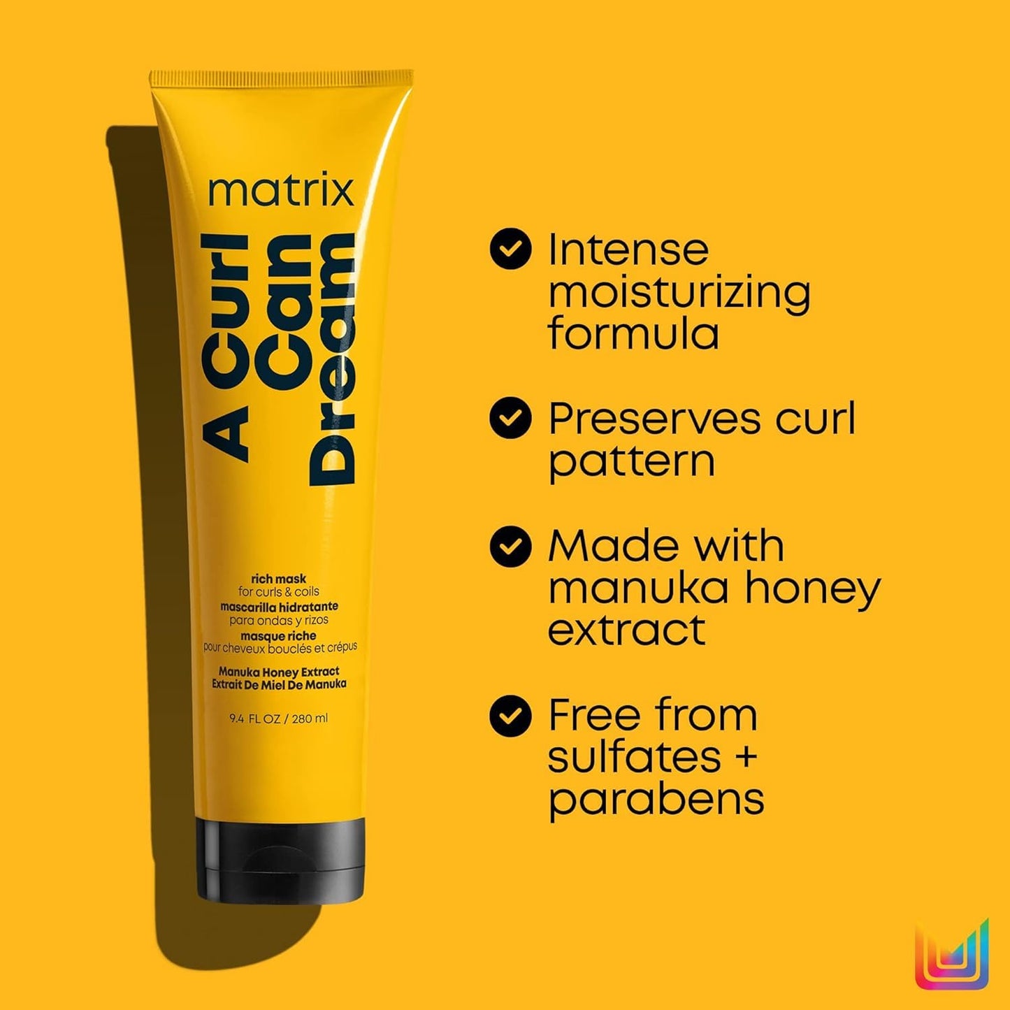 Matrix A Curl Can Dream Deep Cleansing Shampoo and Rich Hair Mask Set | Preserves Curl Pattern, Removes Build Up | For Curly & Coily Hair | Silicone & Paraben Free | With Manuka Honey Extract