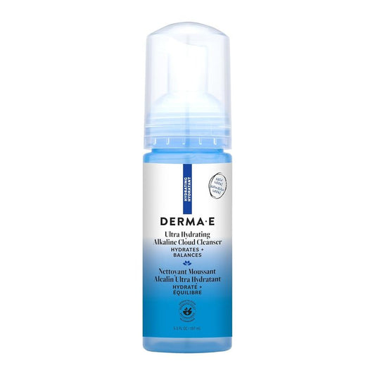 Derma E Ultra Hydrating Cloud Cleanser - Gentle Foaming Face Wash with Hyaluronic Acid | Vegan, 5.3 Oz