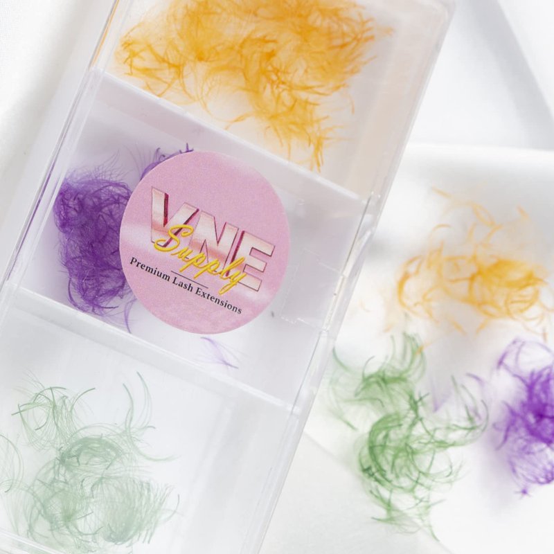 VNE 500 Fans Colorful Lash Extensions | Premade Volume Lash Extensions | Premade Mega Volume Fans | Colored Lash Extension | Russian Volume Eyelash Extensions |6D, Purple, C Curl, 14mm