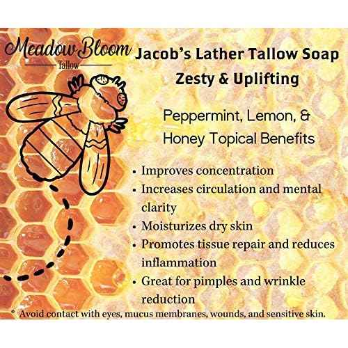EST'D 2004 HC Meadow Bloom Tallow Bar Soap - Honey & Lemon 2 Pack - Made with All Natural 100% Grass Fed Tallow Handmade Soap Bar - Great for Face or Body Soap