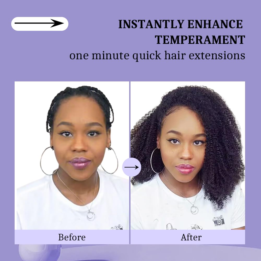 3C 4A Kinky Curly Clip in Hair Extensions Human Hair for Black Women - 8Pcs 18Clips Double Weft Brazilian Remy Human Hair Thick to Ends 120G/4.2oz Natural Black (12 inch)